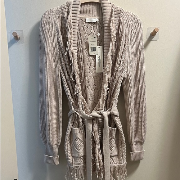Jonathan Simkhai Cream Fringe Cardigan - Picture 1 of 3